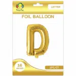 gold D letter foil balloon