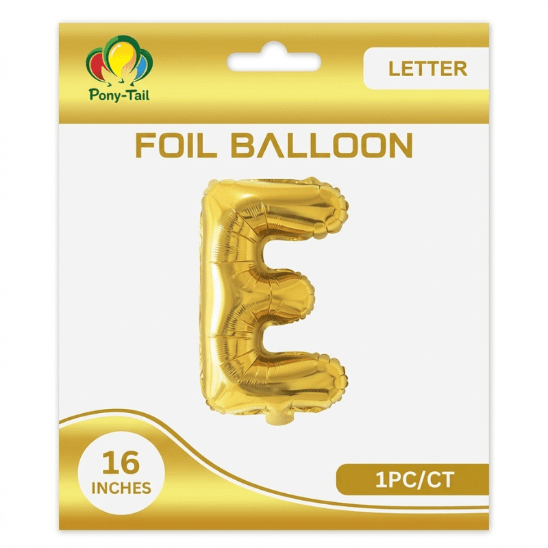 gold E letter foil balloon gold E letter foil balloon