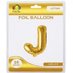 gold J letter foil balloon