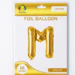 gold M letter foil balloon