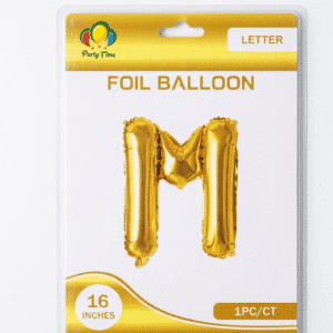 gold M letter foil balloon