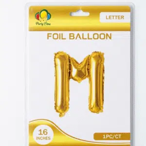 gold M letter foil balloon