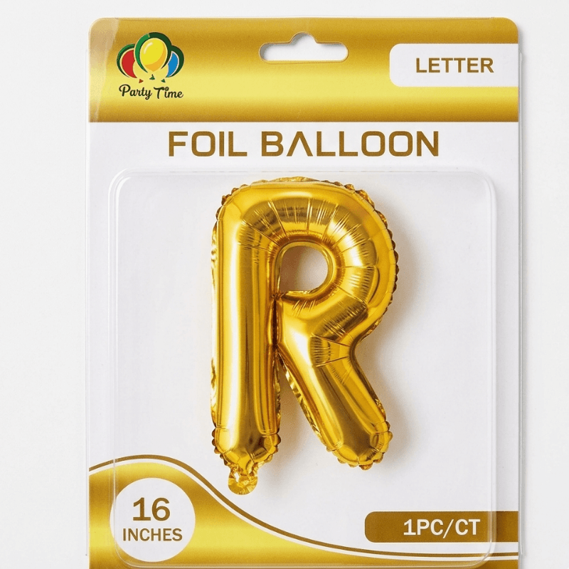 gold R letter foil balloon gold R letter foil balloon