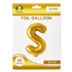 gold S letter foil balloon
