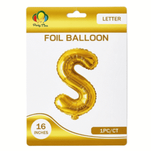 gold S letter foil balloon