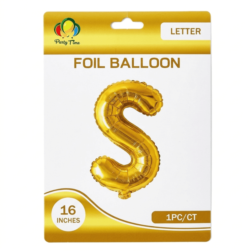 gold S letter foil balloon gold S letter foil balloon
