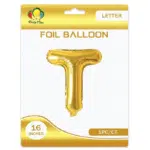 gold T letter foil balloon