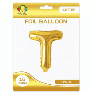 gold T letter foil balloon