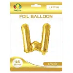 gold W letter foil balloon