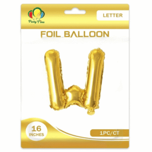 gold W letter foil balloon