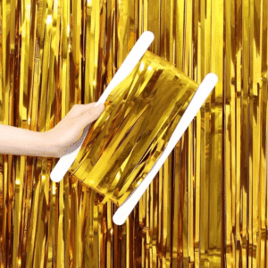 golden foil curtain