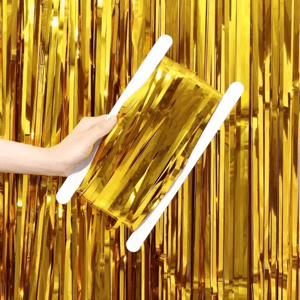 golden foil curtain