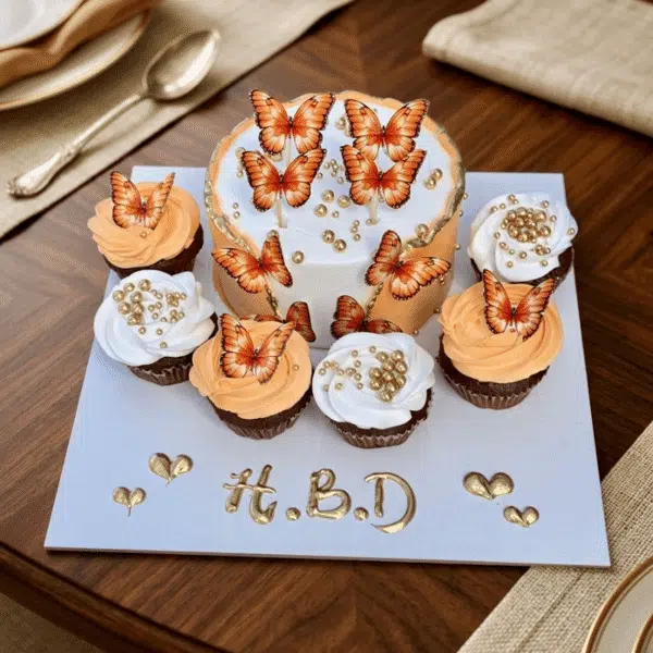 Orange Butterfly Cake Cupcakes Combo – Cake & Cupcakes Deal