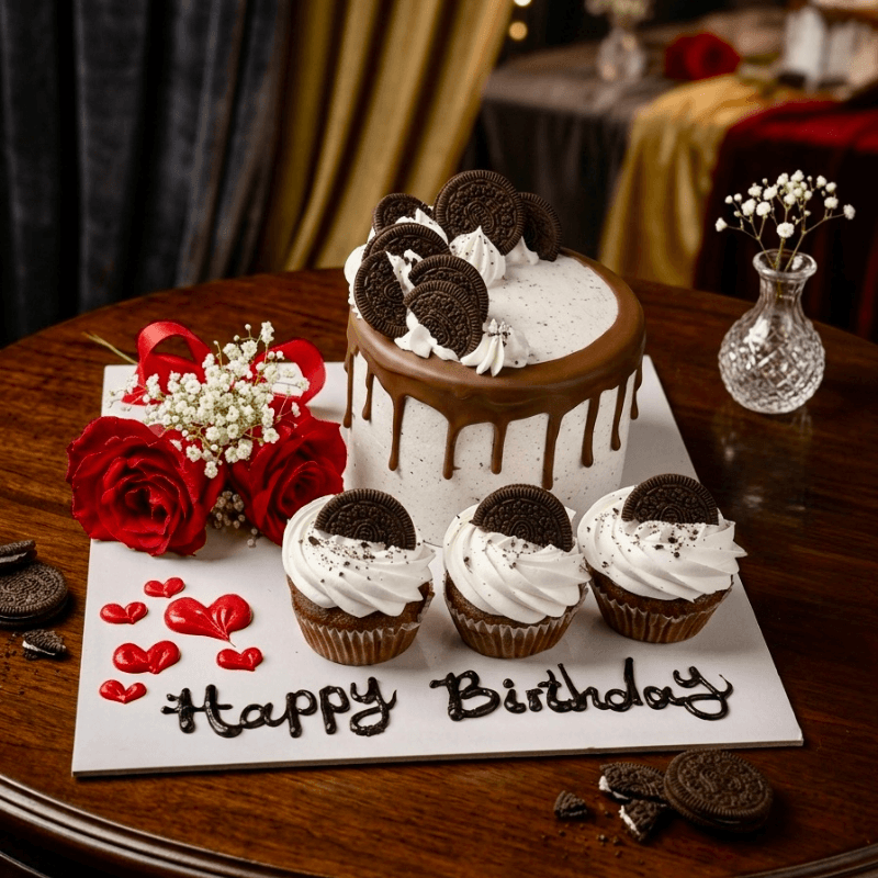 oreo floral cake cupcakes combo