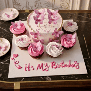pink butterfly cake cupcakes combo