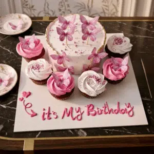 pink butterfly cake cupcakes combo