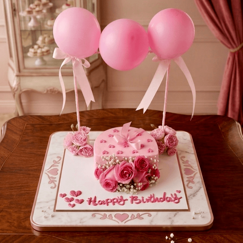 pink love bloom cake
