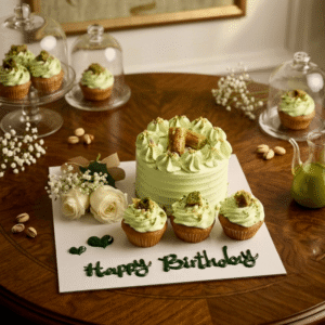 pistachio floral cake cupcakes combo