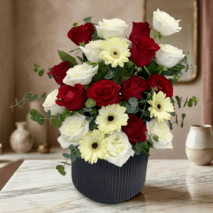 red white roses delight
