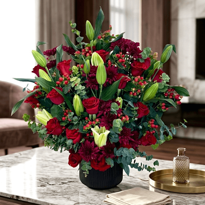 bold red roses tribute bouquet