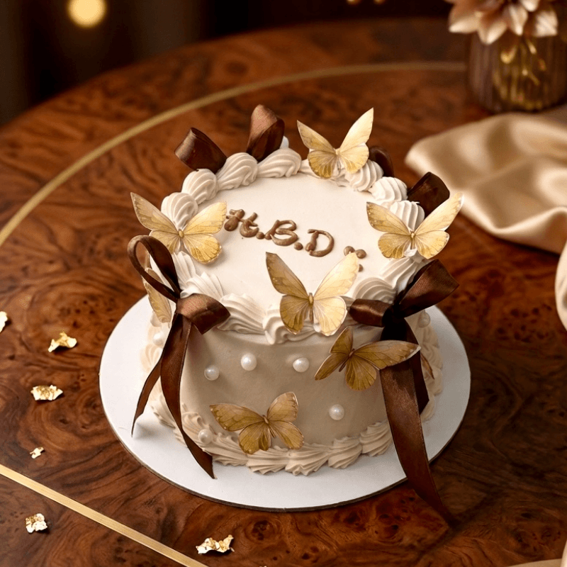 sandal vintage ribbon butterfly cake