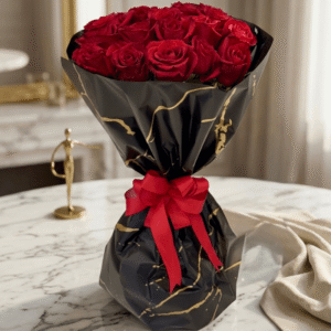 wrapped premium red roses