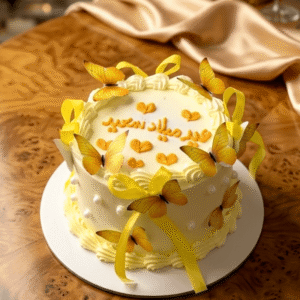 yellow vintage ribbon butterfly cake