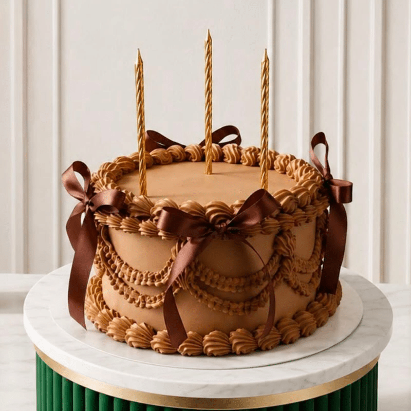 Brown vintage and ribbon Brown Ribbon Vintage Cake - Image 1
