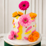 Waves Piping Floral Cake