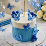 blue butterfly glittery ball cake