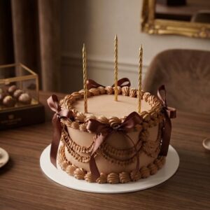 brown ribbon vintage cake