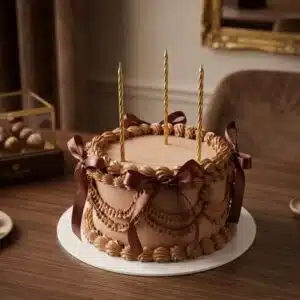 brown ribbon vintage cake