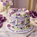purple vintage floral decor cake