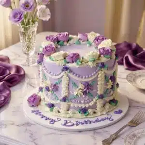 purple vintage floral decor cake