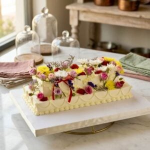 rectangular heavy decorations cake