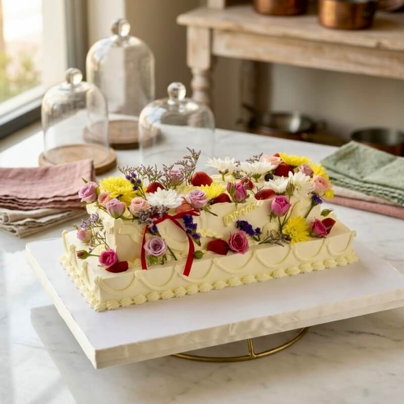 rectangular heavy decorations cake