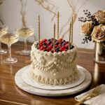 vintage raspberry candles cake