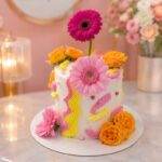 waves piping flroal cake