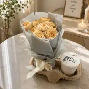 beige bloom and cake