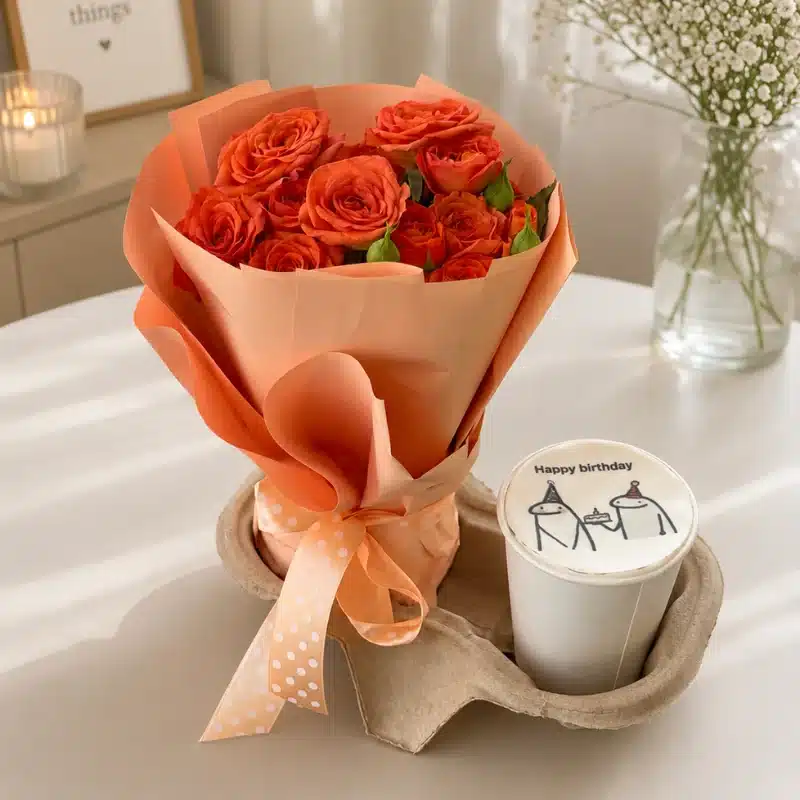orange bloom and cake