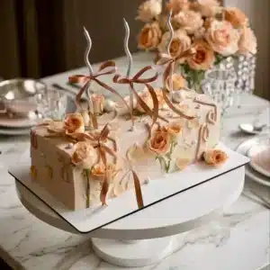 rectangular elegant floral cake