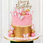 Golden Pink Butterfly Cake (Premium Delivery ONLY)