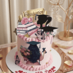Graduation Butterfly Pink Cake