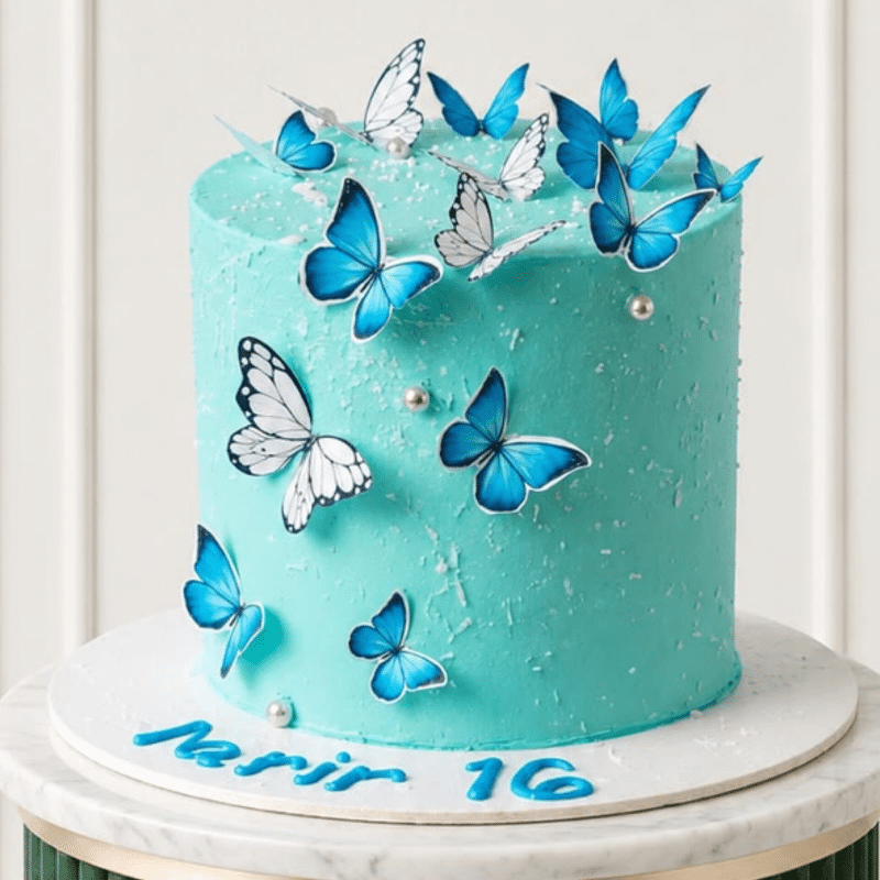 Butterfly Light blue sky blue butterfly cake