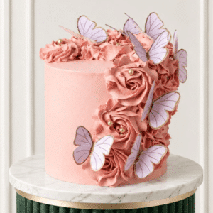 peach butterfly cake