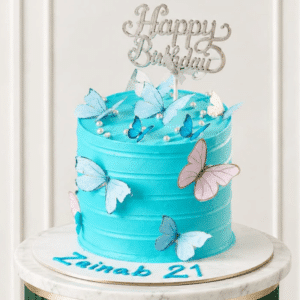 light blue butterfly cake