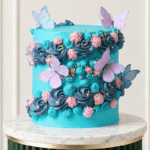stylish blue butterfly cake