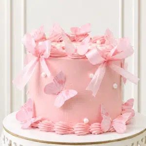 Ribbon Peach Butterfly Cake