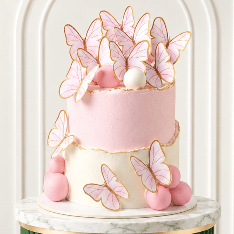 pink and white butterfly cake White & Pink Butterfly